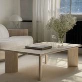 Vintage Living Room Decorative Natural Stone Center Table Angular Leg Beige Travertine Coffee Table